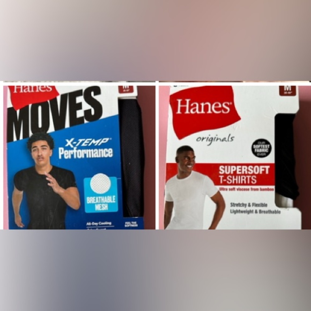 NWT Hanes Moves Men's Mesh Crewneck 6-Pack Size M (2 Packs of 3)